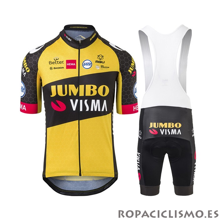 2021 Maillot Jumbo Visma Tirantes Mangas Cortas Amarillo